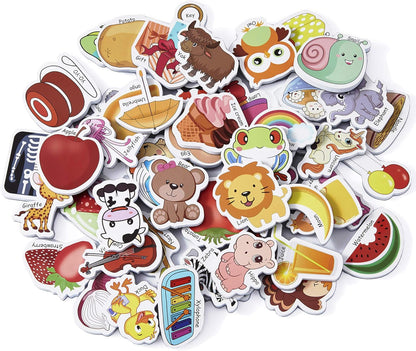 ZazzyKid Magnetic Foam Objects for Kids: 52 Toys of ABC Alphabet for Baby Early Education Fridge Magnets