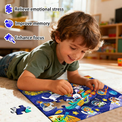 GIVEITALL Jigsaw Puzzles for Kids Ages 3-5 6-8 8-10 Year Old,Dog Planet Floor Puzzle 36 Pieces Enlightening Game Creative Gifts for Boys Girls (Dog)