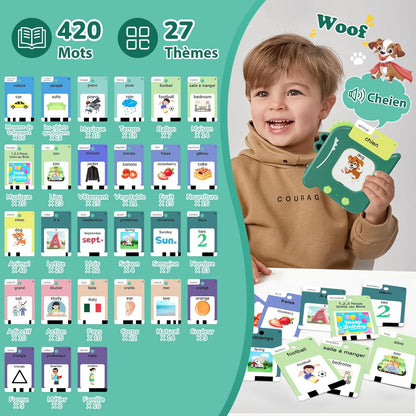 Talking Flash Cards for Toddlers 1 2 3 4 5 6 Year Olds, 420 Sight Words, Montessori Toys to Learning, Pocket Speech Therapy Toys for Toddlers, Sensory Preschool Educational Birthday