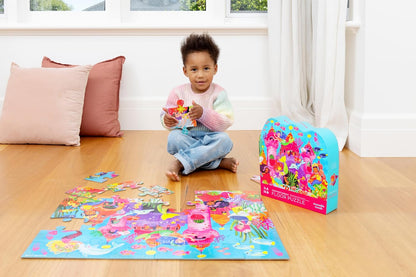 Crocodile Creek 36-Piece Jigsaw Floor Puzzle - Shark Reef - for Kids Ages 3-5 - Heavy-Duty Shaped Box for Storage - 24" W x 18" H Finished