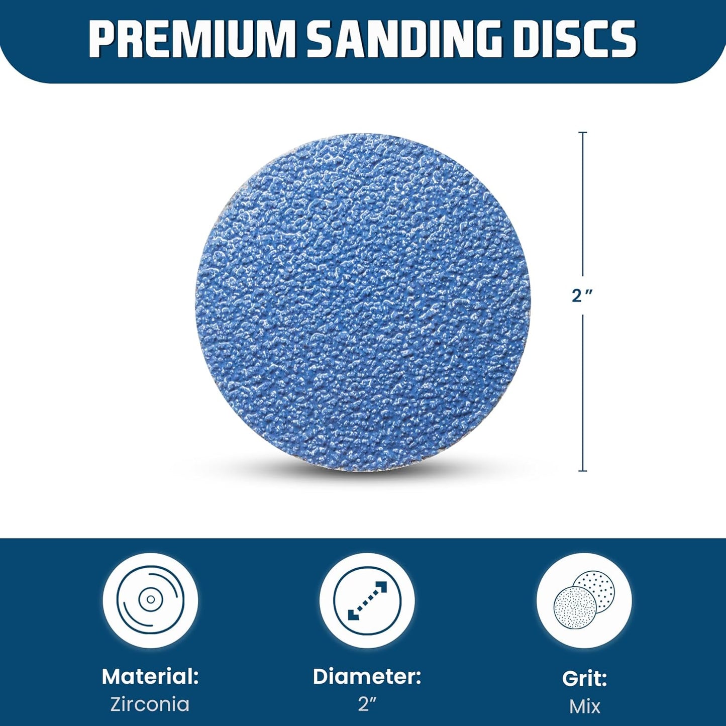 Benchmark Abrasives 2 Inch Sanding Discs Quick Change Zirconia - Male R Type Backing Drill & Die Grinder Sanding Disc for Deburring Polishing Rust Remover for Metal Paint Stripper (25 Pack), 36 Grit