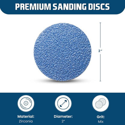 Benchmark Abrasives 2 Inch Sanding Discs Quick Change Zirconia - Male R Type Backing Drill & Die Grinder Sanding Disc for Deburring Polishing Rust Remover for Metal Paint Stripper (25 Pack), 36 Grit