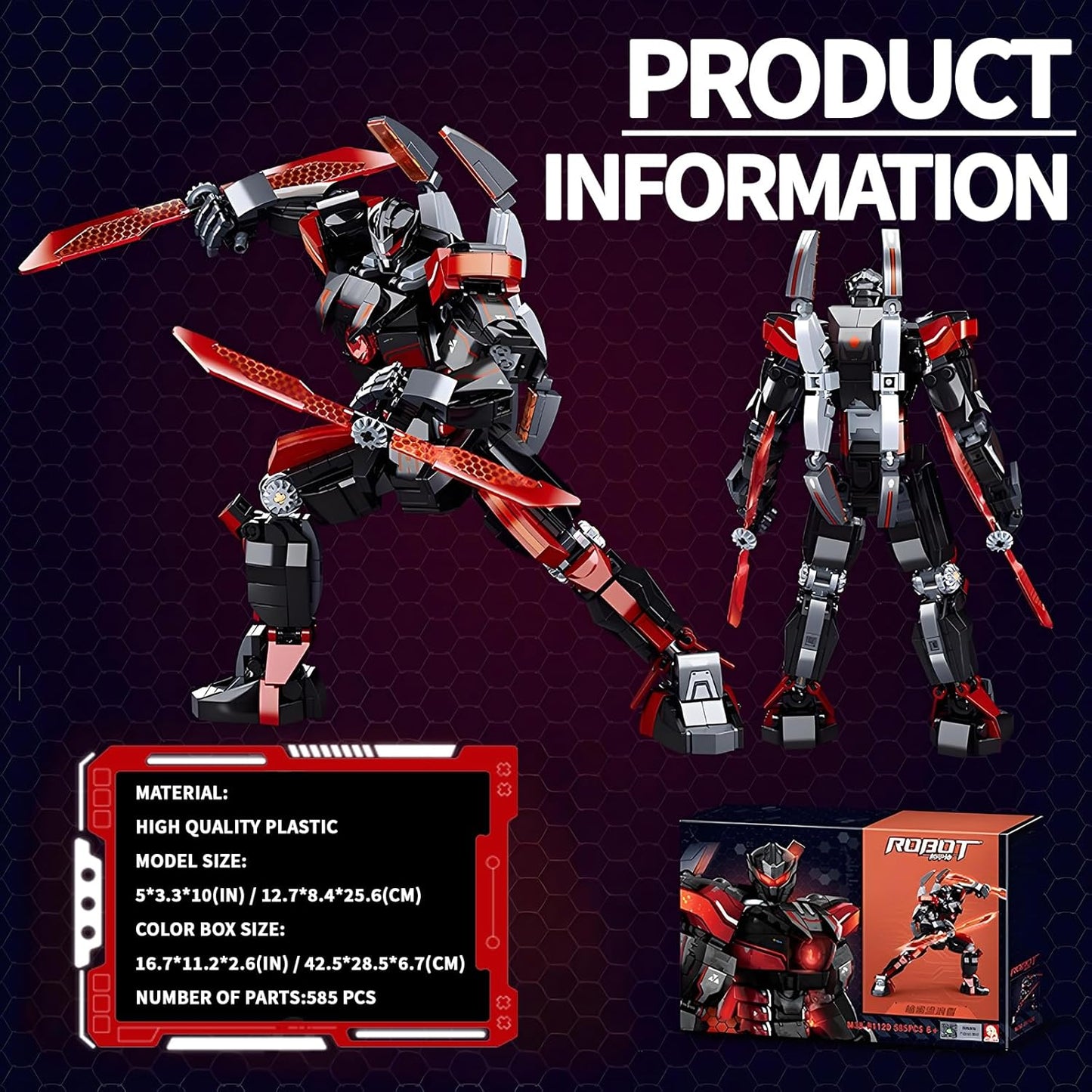 Ice Warrior Mech Building Blocks Sets Transforming Mech Robot Building Kits Mech Action Figures Model Toys Gift for Adults Kids Teens 561 PCS