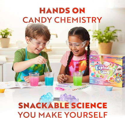 Playz Edible Candy Making Science Kit for Kids Ages 8-12 Years Old - Food Science Chemistry Kid Science Kit with 40 Experiments to Make Your Own Chocolates, Educational Science Kits for Boy & Girls