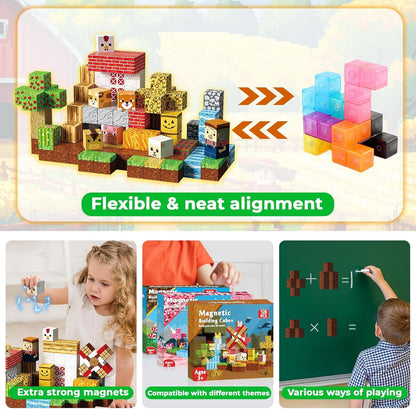 GraceDuck 300 PCS Magnetic Blocks - Magnetic Building Blocks, Stacking Magnets for Kids, Sensory Toy for STEM Montessori Sensory Toys for Kids 3+ Boys and Girls Christmas Birthday Gifts