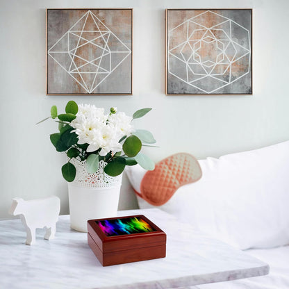 3dRose Prism Fractions a spectrum of colors displayed in geometric section Jewelry Box 7 x 7 inch with 4 inch tile