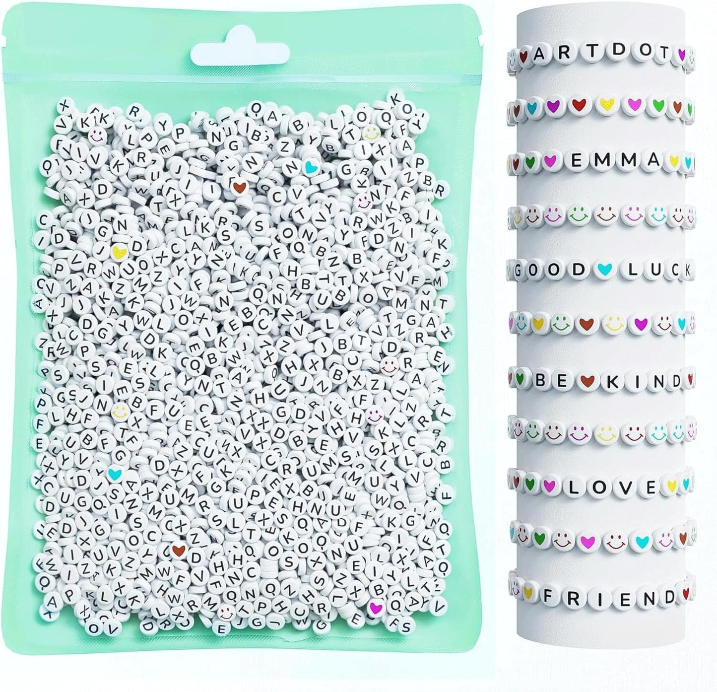 ARTDOT 800 Pieces Assortment Letter Beads for Friendship Bracelets Making Kit, 28 Styles Jewelry Making Supplies Alphabet Beads Set Preppy Crafts Art