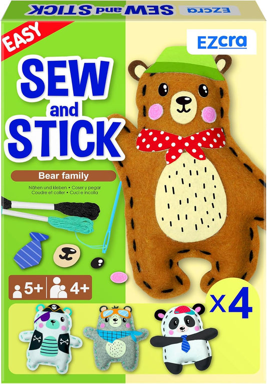 EZCRA Fairy Sewing Kit for Kids Ages 4-8, 4 Easy Projects, No-Mess Learn-to-Sew Arts & Crafts with Felt Stickers for Beginners