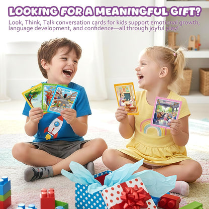 Conversation Cards, Look, Think, Talk. Kids Games for Speech Therapy Materials, Social Emotional Learning Activities, and Critical Thinking Skills Like Social Skills and Emotional Intelligence.