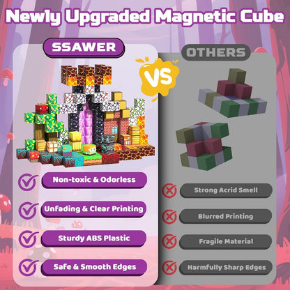 Magnetic Blocks Toys for Kids, 100 PCS Building Blocks Cubes, Stacking Magnetic Tiles Toys for Kids Toddlers Boys Girls Ages 3 4 5 6 7 8-12 Birthday Gifts Party Supplies (Underworld)