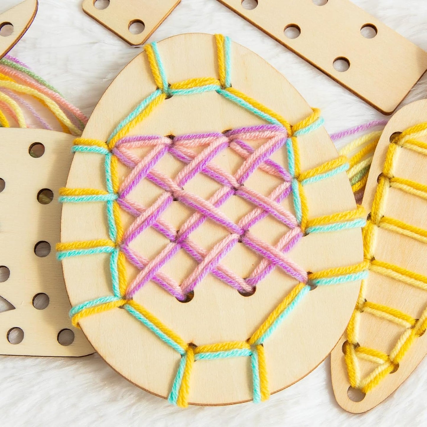 Easter Basket Stuffers - Easter Basket Essentials - Set of 4 Wooden Lacing Card Toys - Gifts for Girls Boys Teens - Spring Craft Activities Party Supplies for Girl Toddler Kids Basket Filler