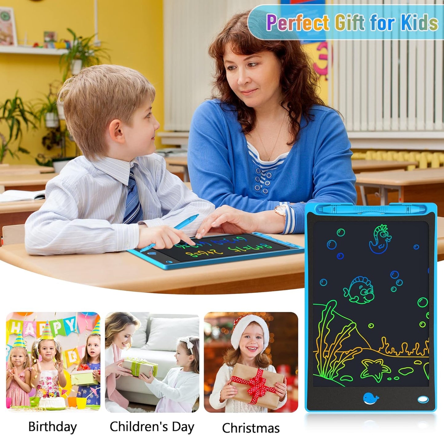 Hockvill LCD Writing Tablet for Kids 16 Inch, Toys for Girls Boys Drawing Pad for 3 4 5 6 7 Year Old Kids Toys, Christmas Birthday Gift for Kids, Toddler Doodle Board Travel Essentials - Pink