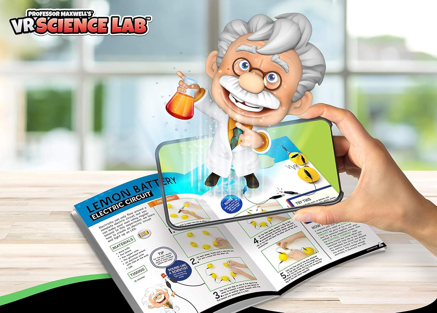 Professor Maxwell's VR Science Lab - Virtual Reality Kids Science Kit, Book and Interactive STEM Learning Activity Set (Full Version - Includes Goggles) - for Ages 8 and Up