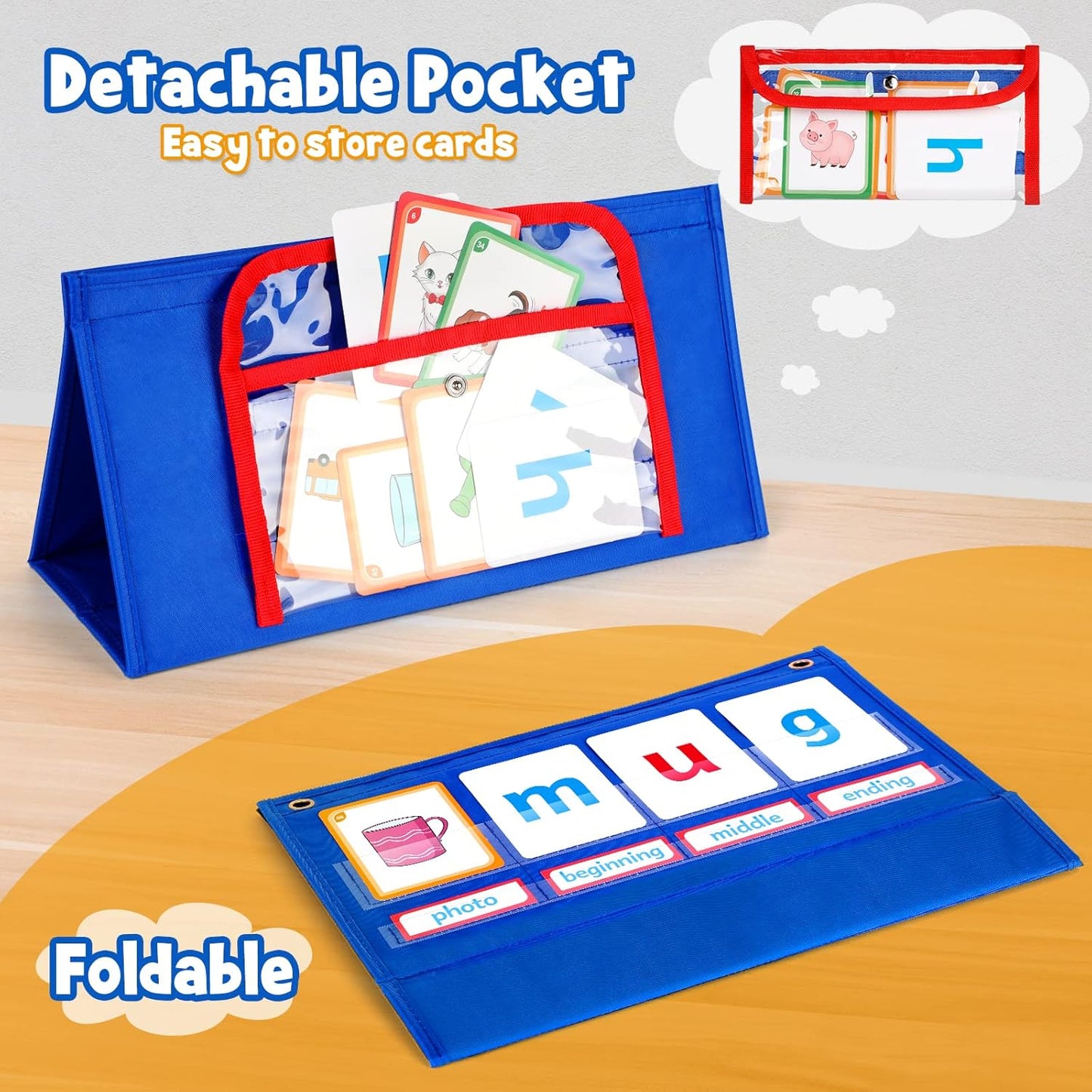 Torlam Blends & Digraphs Pocket Chart, Onset Rime Phonics Games Sight Word Flash Cards, Educational Spelling Reading Learning Blending Board, Elementary Kindergarten Classroom Teachers Must Haves