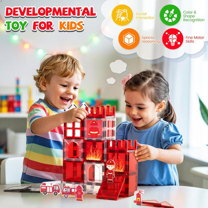 cossy Magnetic Tiles Space Set, Magnet Tiles with Astronaut, Magnetic Tiles for Kids Ages 4-8, STEM Toys, Toys for 3 4 5 6 7 8 Year Old Boy and Girl, Creative Building Toys, Space