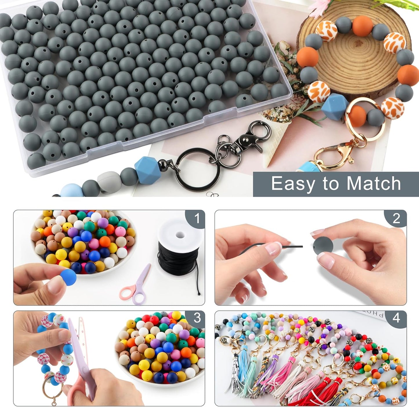 65Pcs 19mm Silicone Beads for Keychain Making Bracelet Necklace, Bulk Round Silicone Beads for Pens（Christmas Green） - Colors A