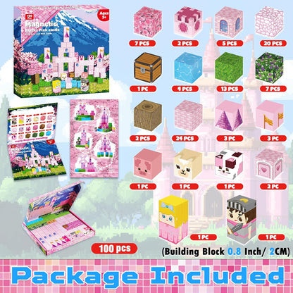 Annexfun Magnetic Blocks - 100PCS Building Blocks Unicorn Cubes - Toys for Montessori Toddler Christmas Birthday Gifts - STEM Sensory Toys for 3 4 9 10 Year Old Girl