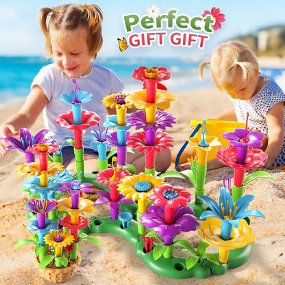 145 Pcs Toys for 3 Year Old Girl, Toddler Gardening Set Flower Garden Toy Girls Building Sets Best Educational Learning Fine DIY Crafts Stem Construction Stacking Kit for 3 4 5 6 7 Years Kids