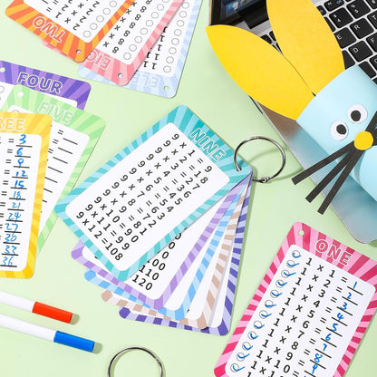 13 Pcs Multiplication Flashcards 0-12, Times Table Flash Cards Multiplication Chart Multiplications Game Math Flashcards for 1st to 3rd Grades