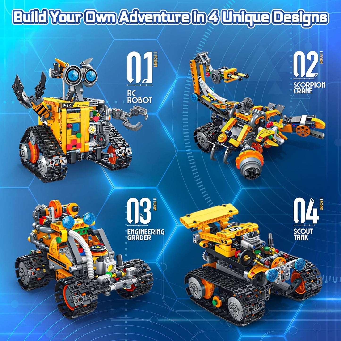 Demkia 5in1 STEM Robot Building Kit, 560 PCS APP/Remote Control Mech RC Robotics for Kids Ages 8-12, Science Kit Coding Robots Toy Set, Birthday Gifts for Boys Age 8-14+