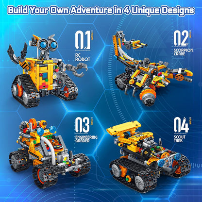 Demkia 5in1 STEM Robot Building Kit, 560 PCS APP/Remote Control Mech RC Robotics for Kids Ages 8-12, Science Kit Coding Robots Toy Set, Birthday Gifts for Boys Age 8-14+