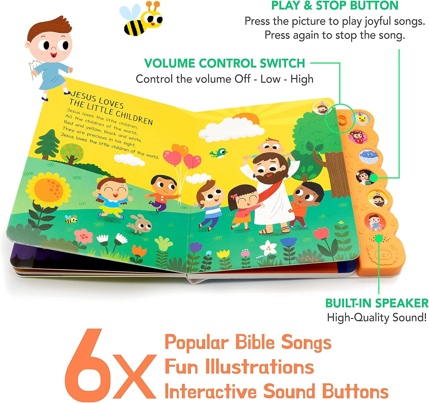 Dance with Jesus Christian Sound Books for Kids - 6 Bible Songs for Toddlers – Christian Gifts for Kids - Baby Bible for Baptism, Christening, Dedication Gifts, Sunday School, Preschool Homeschool