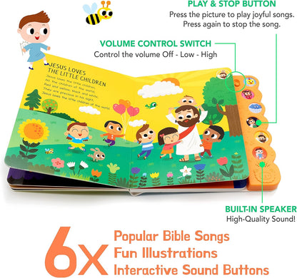 Dance with Jesus Christian Sound Books for Kids - 6 Bible Songs for Toddlers – Christian Gifts for Kids - Baby Bible for Baptism, Christening, Dedication Gifts, Sunday School, Preschool Homeschool