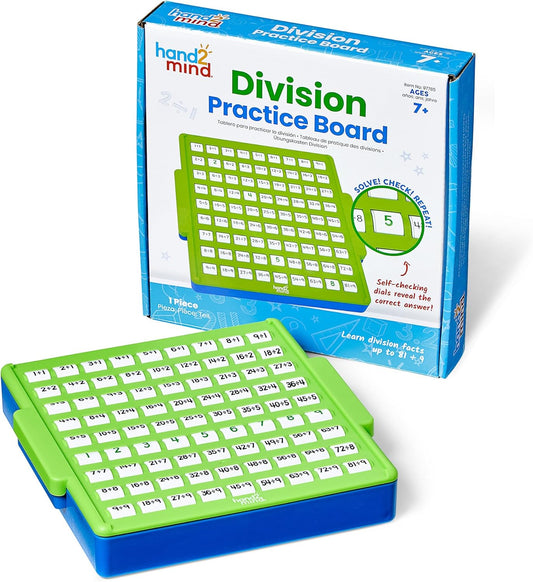 hand2mind Division Practice Board, Math Facts Games, Elementary Math Manipulatives, Educational Toys, Kids Learning Toys, Number Centers for Classroom, Division Chart Learning Activities