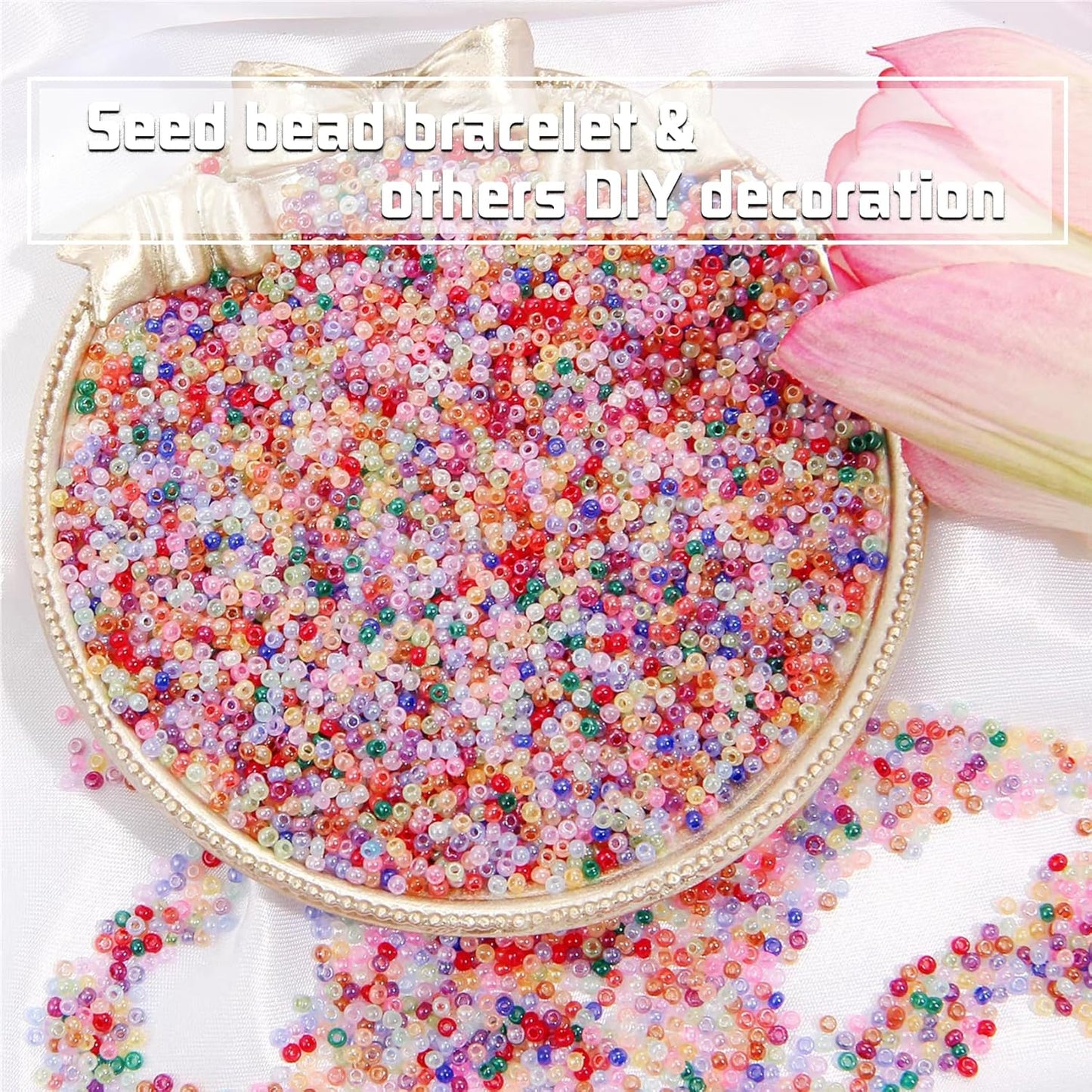 EuTengHao 3mm Glass Seed Beads for Bracelet Making Kit, 8/0 Small Craft Beads for Bracelet Necklaces Crafting Jewelry Making Supplies (36000Pcs,144 Colors)