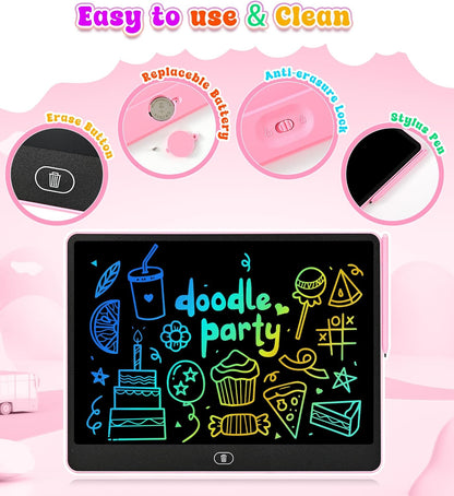 LCD Writing Tablet for Kids, 15 Inch Colorful Electronic Doodle Board for Kids Age 3+ Toys Christmas Birthday Erasable Drawing Tablet Toddler Learning Toys