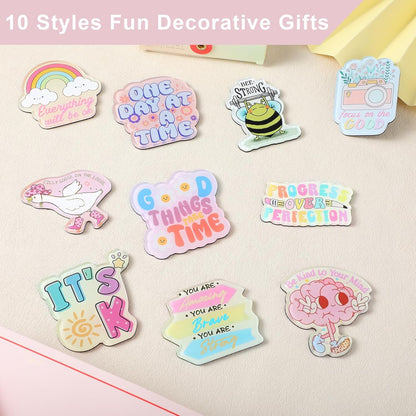 Weewooday 10 Pcs 2026 Inspirational Refrigerator Fridge Magnets Motivational Magnets Bulk Graduation Gift Funny Glass Quote Magnetic Decor for Cabinet Kitchen Whiteboard Locker Office Accessories
