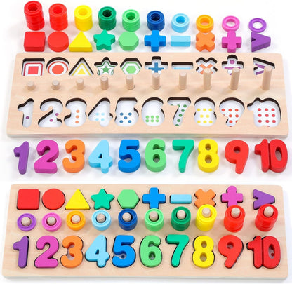 GeroCrew Toddler Montessori Toys Teaches Number, Counting, Math, Stacking Fun Preschool Learning Activates for Boy and Girl | Year Old Boy Gifts and Beyond! (Macaron)