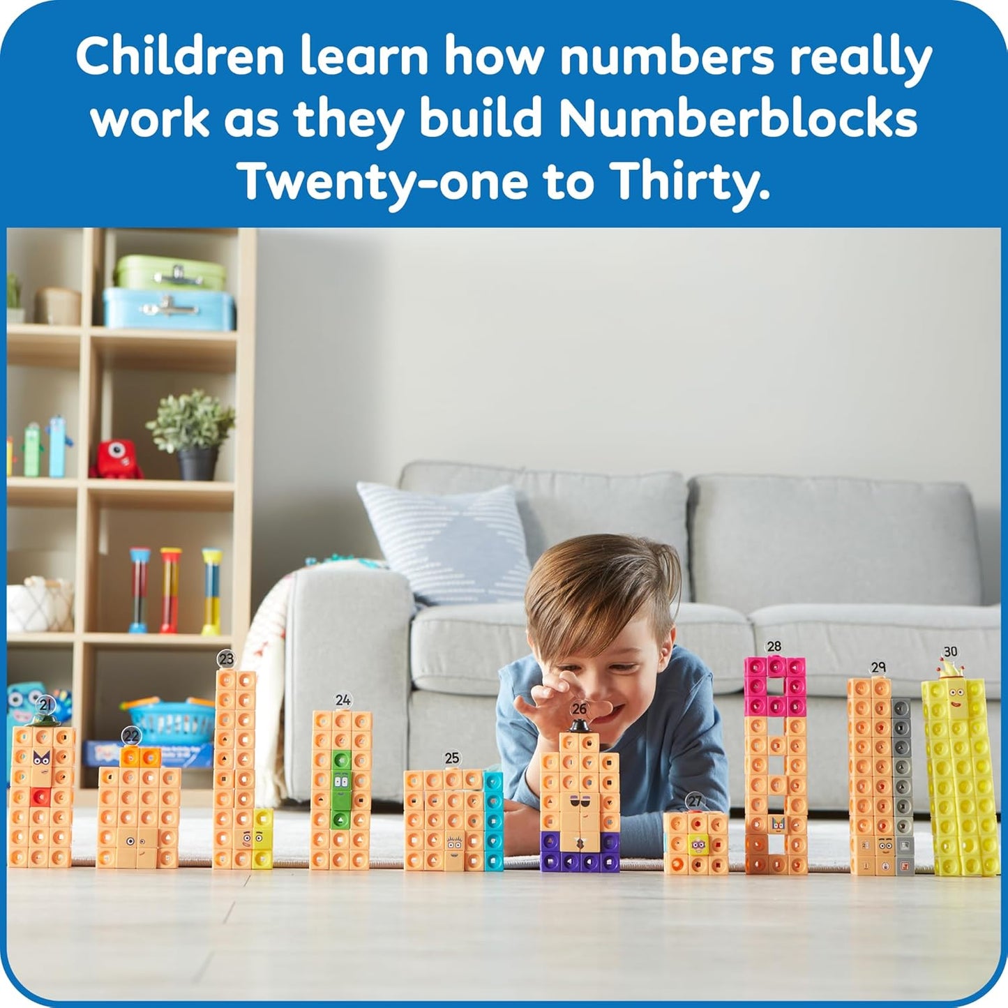 hand2mind MathLink Cubes Numberblocks 21-30 Activity Set, 20 Preschool Learning Activities, Counting Blocks, Linking Cubes, Educational Toys for Kids, Number Games, Math Manipulatives Kindergarten