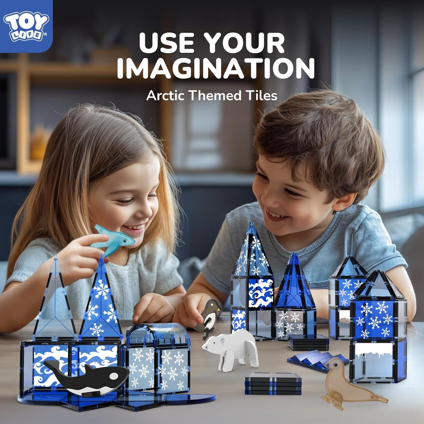 TOY Life 38 Pcs Magnetic Tiles Animals for Toddlers 3-5 Magnet Blocks for Kids Ages 4-8 STEM Magnet Tile Toys Building Tiles Set Christmas Birthday Gift for Boys and Girls