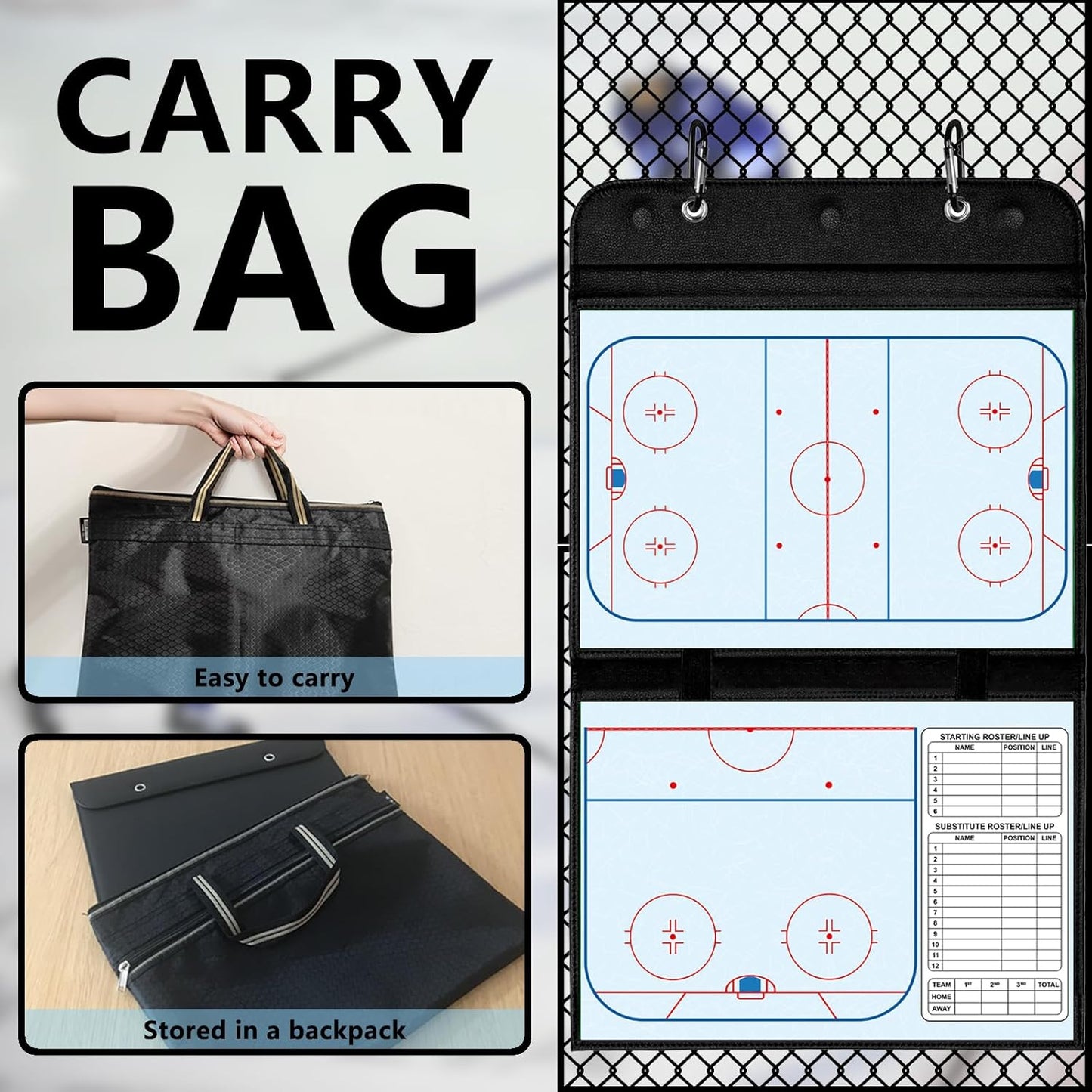 Magnetic Baseball Lineup Board for Dugout, 60 Magnets Coaching Clipboard with Dry Erase & Waterproof Bag – Dugout Organizer for Youth Baseball & Softball Coaches
