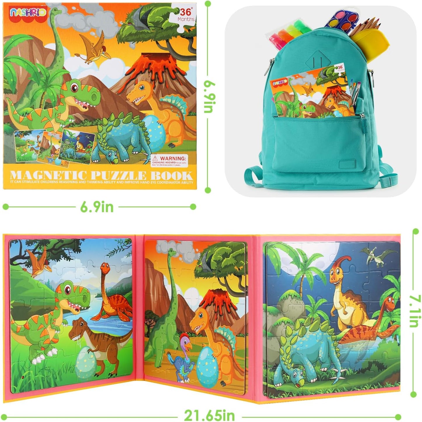 Magnetic Puzzles for Kids Ages 4-6, 20-Piece Toddler Travel Toys Unicorn Princess Puzzles Ages 3-5, Educational Learning Magnets, Ideal Road Trip Activities Toys for 3 4 5 6 Boys and Girls