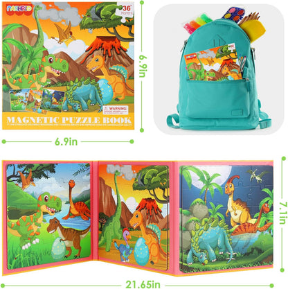 Magnetic Puzzles for Kids Ages 4-6, 20-Piece Toddler Travel Toys Unicorn Princess Puzzles Ages 3-5, Educational Learning Magnets, Ideal Road Trip Activities Toys for 3 4 5 6 Boys and Girls