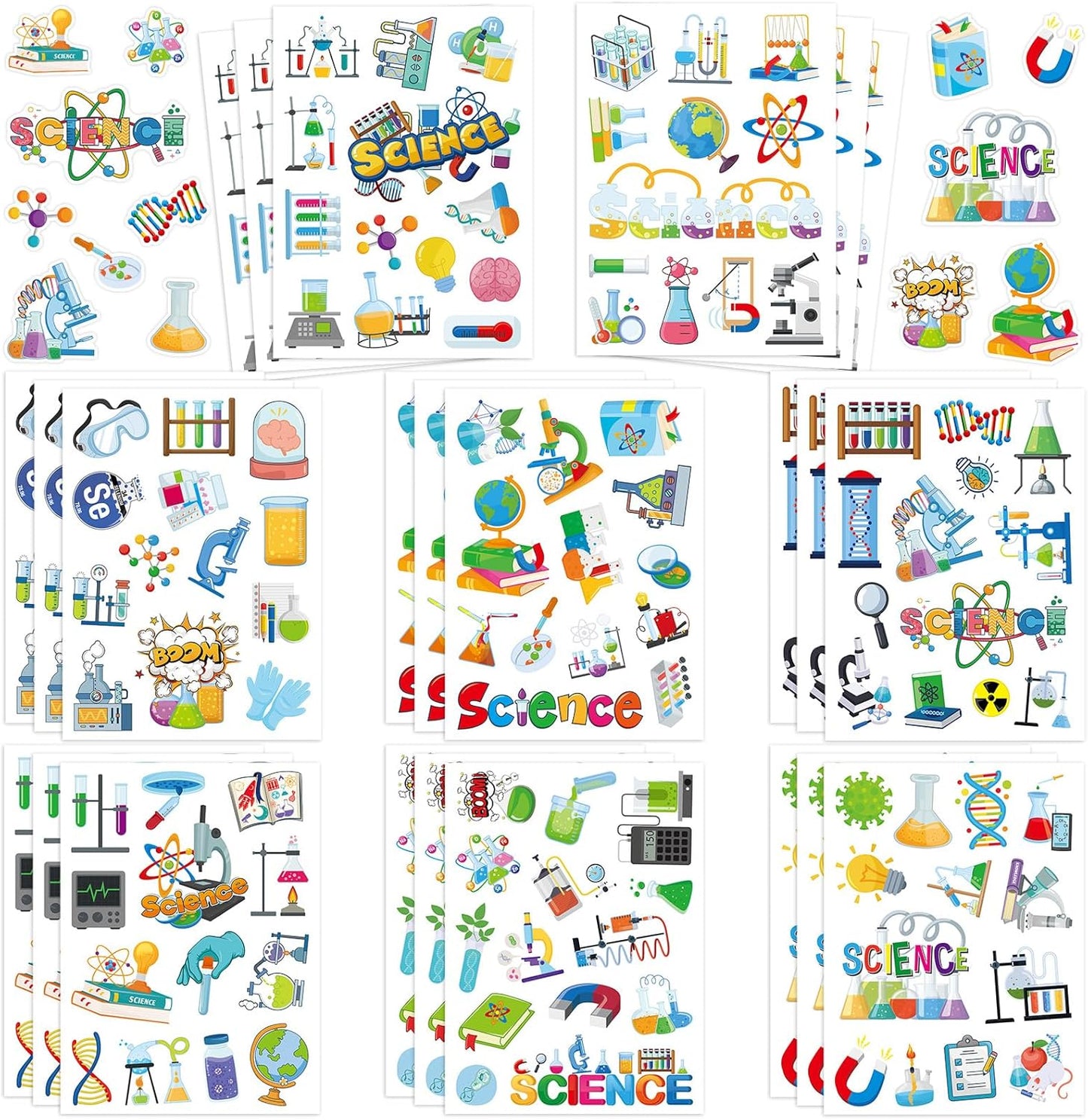 312 Pcs Science Stickers, Chemistry Biology Physics Laboratory Sticker Science Themed Stickers for Craft Supplies Classroom Rewards Party Decorations