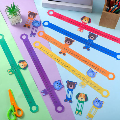 Eersida 24 Pcs Slide and Learn Number Lines 0 to 30 PVC Math Number Line for Student Animal Positive Integers Slide Rules Childhood Education Materials for School,16.5 x 1.5 Inch(Bright Colors)