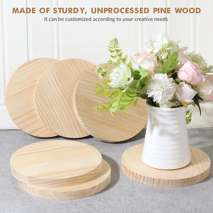 4PACK 4 inch Round Wooden Plaque, 3/4 Inch Thick Unfinished Wooden Circle Plaque, Natural Pine Wood Base for Craft Projects, Sign, Painting, Woodcarving, Engraving