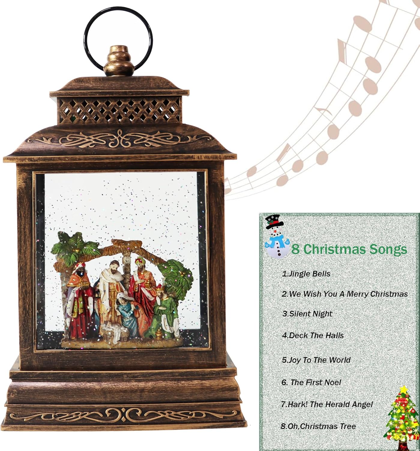 120mm Christmas Snow Globe Lamp - Snowman Globle Musical Holiday Decoration Xmas Tree & Snowman with Timer, USB Power, Festive Room Light, Best Gift for Christmas,New Year