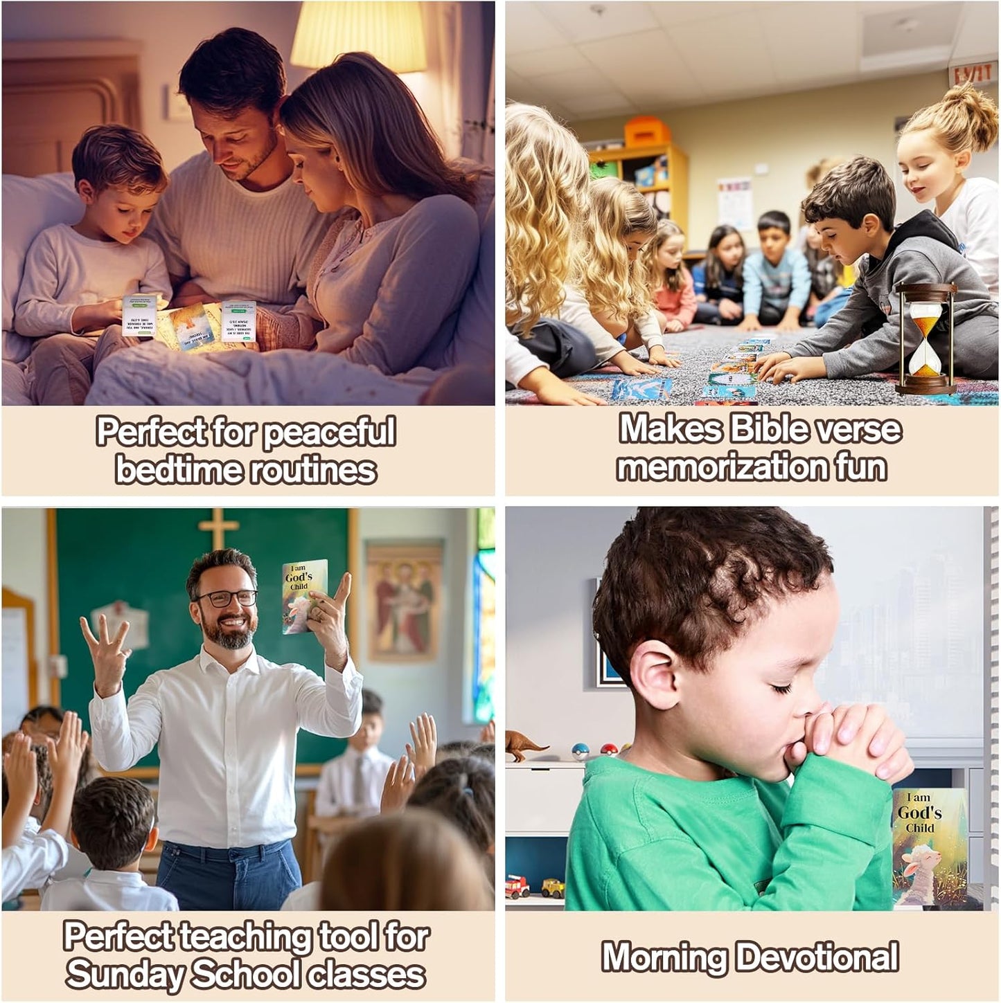 Christian Biblical Affirmation Cards for Kids - 52 Themed Scripture Cards with Family Discussion Questions | Daily Devotional & Bible Memory Tool | Inspirational Faith Gifts