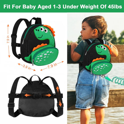 Accmor Toddler Harness Backpack Leash, Cute Dinosaur Backpacks with Anti Lost Wrist Link, Cute Mini Child Backpack Wristband Tether Strap and Protection Leashes for Boys Girls Aged 1-3 Years