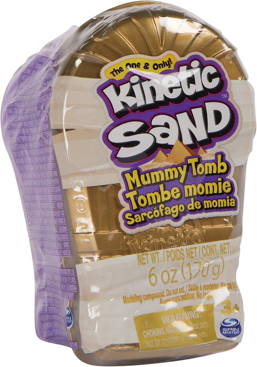 Kinetic Sand, Mini Mummy 170g Magic Sand, Kinetic Sand Brown, 1 Surprise Figure, 2 Accessories and 3 Gems Included, Toys for Boys and Girls 3 Years Old