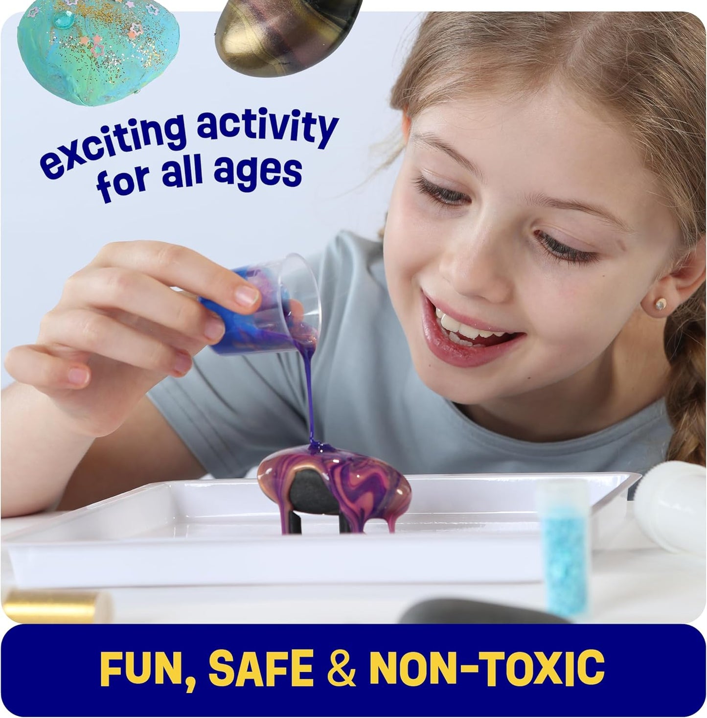 Dan&Darci Paint Pouring Rocks for Kids - Rock Painting Kit - Arts and Crafts for Kid Ages 8-12 - Craft for Girls 6 7 8 Year Old Girl - Birthday Christmas Gifts for Boys - Art Kits - Toys for Age 6-7