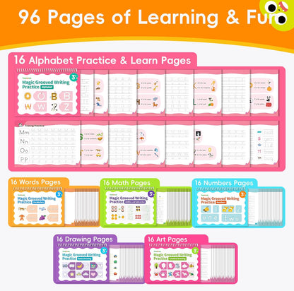 Large Magic Grooved Writing Practice for Kids 3-5, Grooved Writing Books Ages 6-8, Magic Book Handwriting Practice for Kids 5-7, Preschool Workbook Tracing Books for Boys & Girls