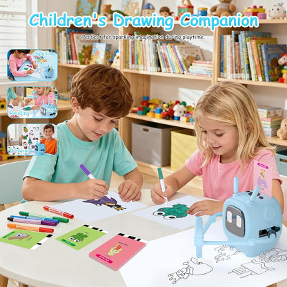 Drawing Robot for Kids: Interactive Educational Toy - Auto Drawing Machine with 192 Cards & 10 Pens - Montessori Learning Gifts for 3-8 Year Old Boys Girls