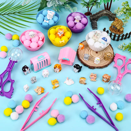 307 Pcs St. Patrick's Day Sensory Bin Filler Shamrock Fine Motor Sensory Bin Items Includes Pom Poms Irish Shamrock St. Patrick's Hat Resin Animals for Counting Sorting Training