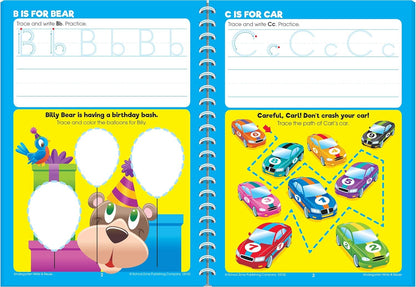 School Zone Kindergarten Write & Reuse™ Workbook: 52 Wipe-Clean Pages, Spiral-Bound, Early Math, ABCs, Counting, Ages 5-6, Includes Dry-Erase Marker