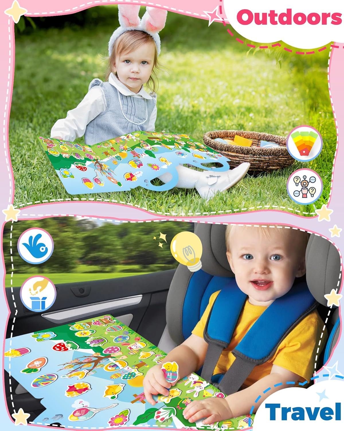 Halloween Sticker Books for Kids, Reusable Sticker Books for Toddlers, Halloween Travel Toys Acticities Crafts Birthday Gifts for Boys Girls Kids